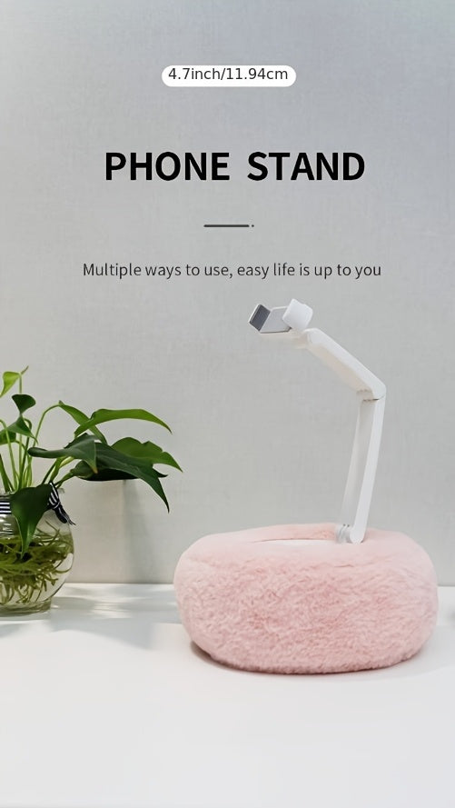 Mini Pillow Phone Holder, Slim and Skin-friendly Plush, Soft Fabric, Multi-angle Adjustable Viewing Angle, Small Size, Suitable for Reading in Bed, Watching TV Series, Stretchable Chuck Suitable for Different Sizes of Smartph